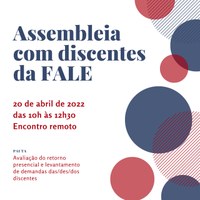 Assembleia com discentes - 20/04 - quarta-feira - 10h