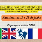 Processo Seletivo para Professor/a em Formação Inicial (PFI) no Programa Casas de Cultura no Espaço Cultural